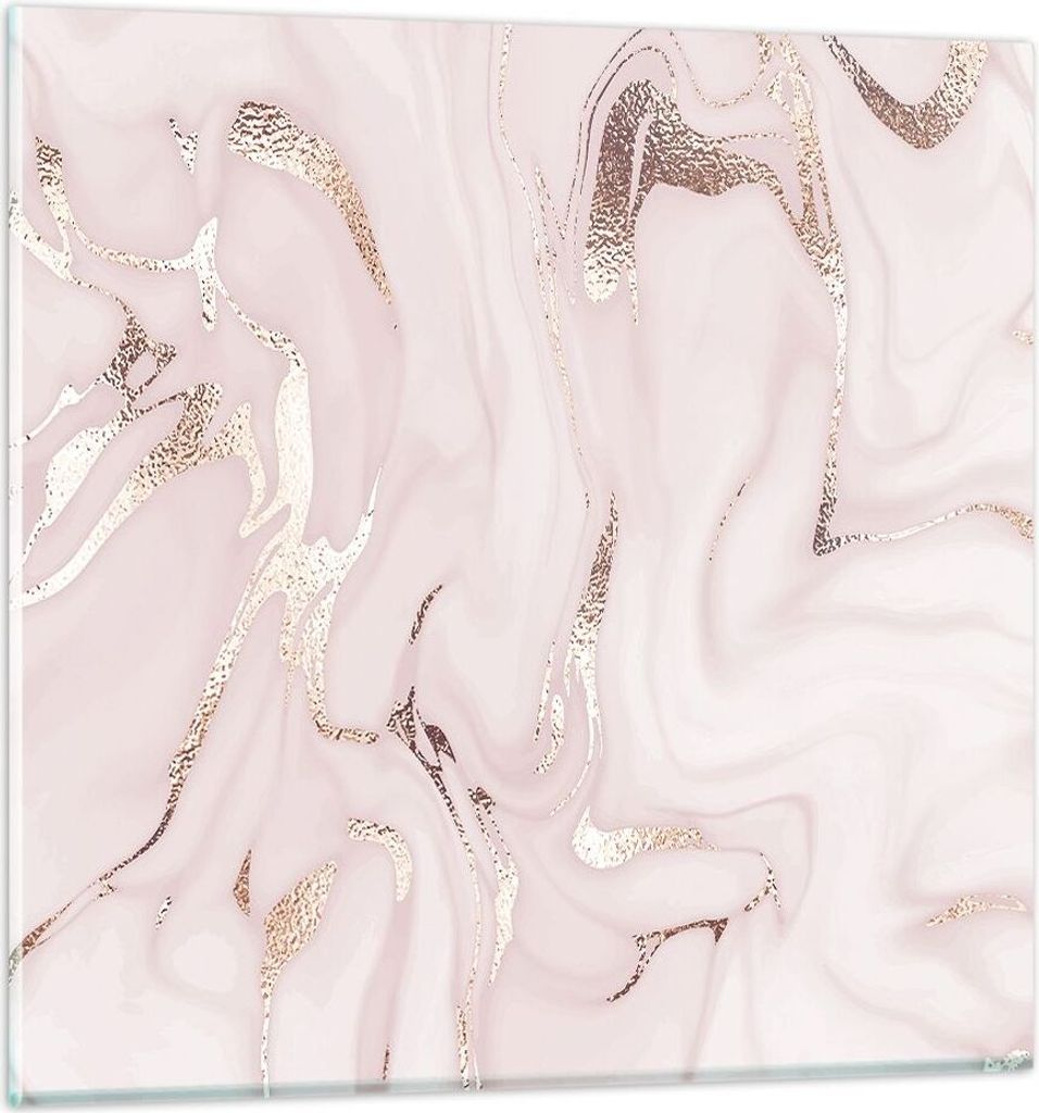 Bilder auf glas - Einteilig - Rosa Marmor verschüttet - 60x60cm - Glasbilder - Wandbilder - Bilder - zum Aufhängen bereit - Wanddekoration aus Gl...