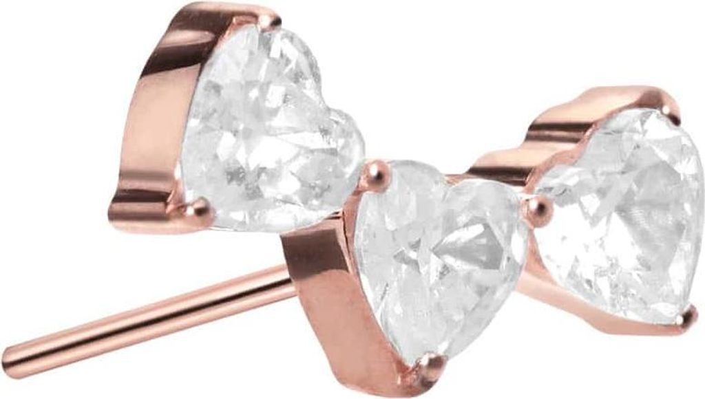 Piercing-Zubehör Titan Aufsatz mit Push Pin 3 KRISTALLHERZEN