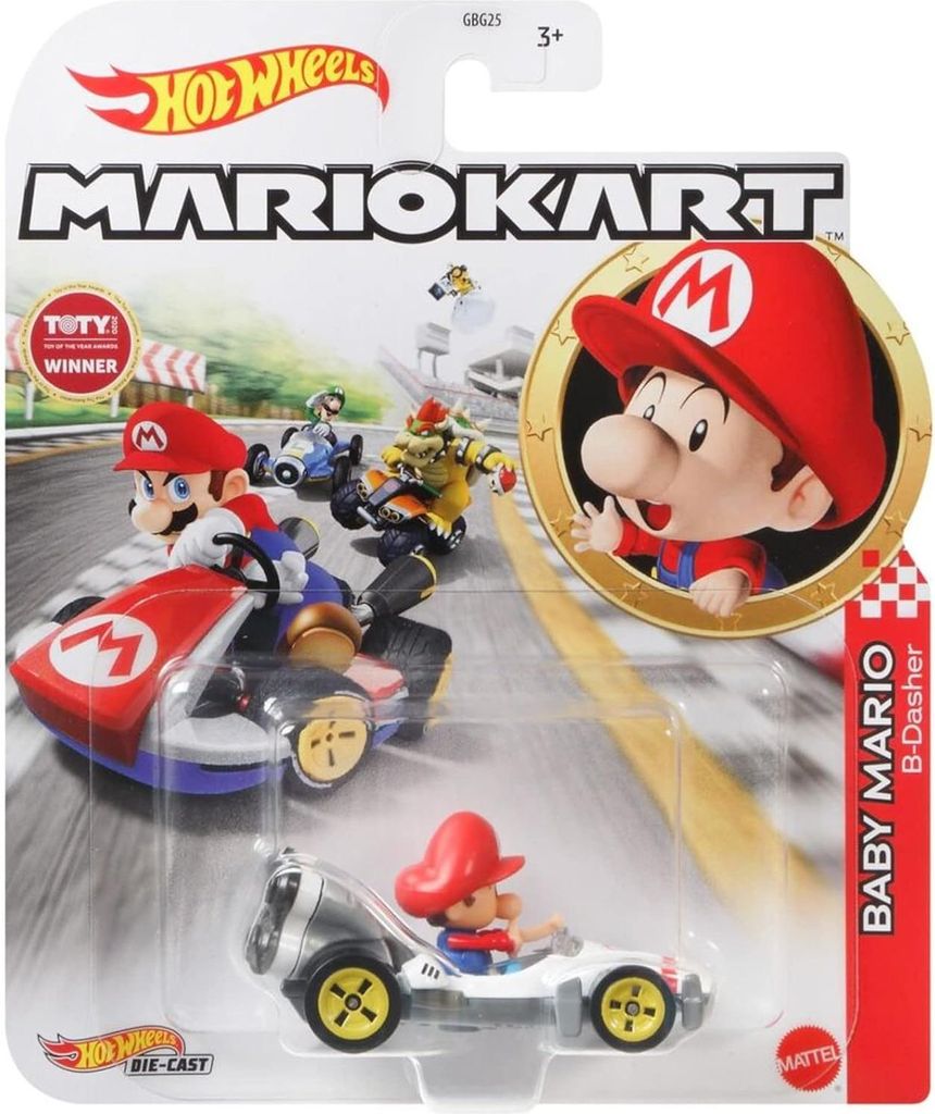 Mattel GBG25; GRN12 - Hot Wheels Mario Kart 1:64 Die-Cast Baby Mario