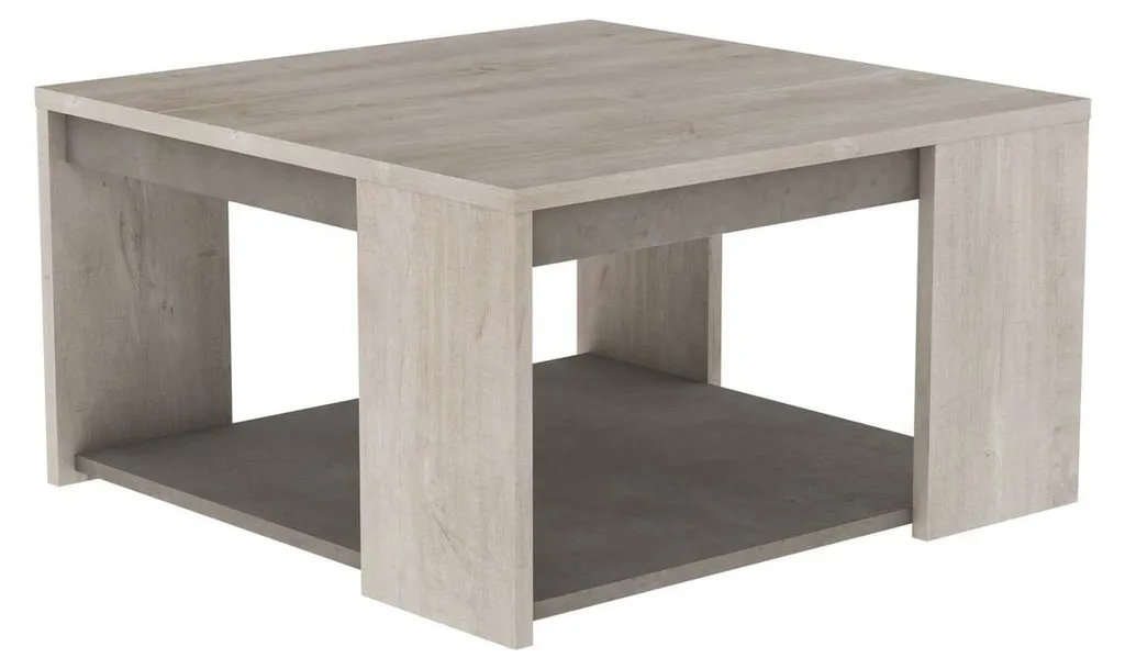 Table Basse Carrée 80 cm pour Salon Moderne Décor Chêne et Béton