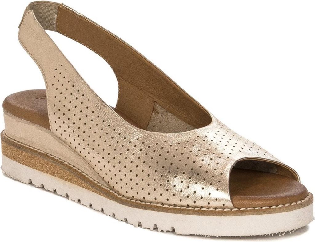 Echtleder Sandalen Gold mit Lochmuster, 5 cm Sohlenhöhe, Modell 52C0828Z