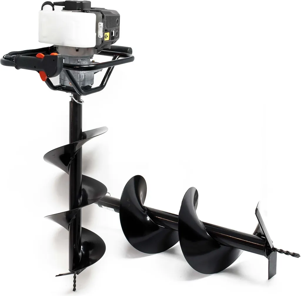 Wiltec Tarière Thermique 52cm³ 1,4kW avec Mèches de 250mm et 300mm