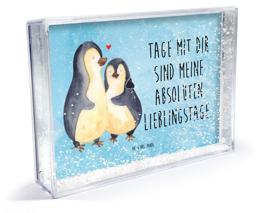 Mr. & Mrs. Panda Bilderrahmen Pinguin umarmen - Eisblau - Geschenk, Hochzeitstag, Fotorahmen, Liebe, 3D-Rahmen, Fotohalter, Hochzeit, Mini-Bilderra...