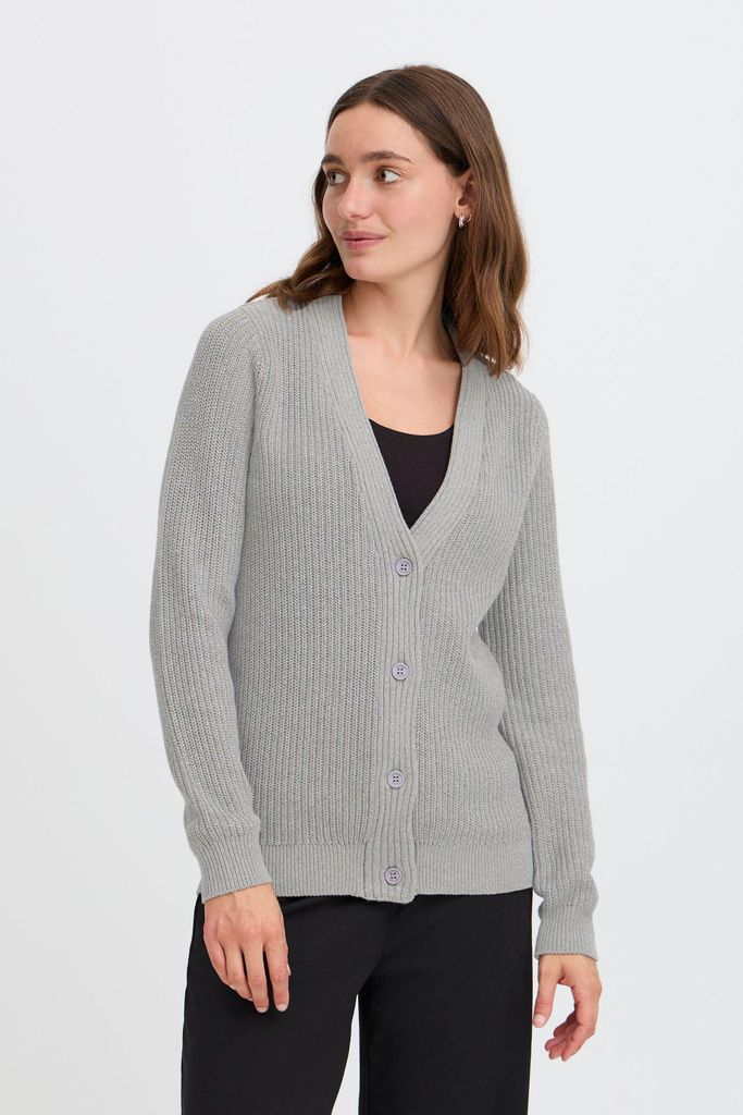 OXMO OXKIMMIE Damen Strickjacke Grobstrick Cardigan Baumwollmischung regular fit