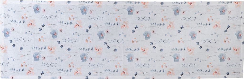 Tischläufer - Weiß - Azurblau - 40 x 130 cm - Blütenmotive