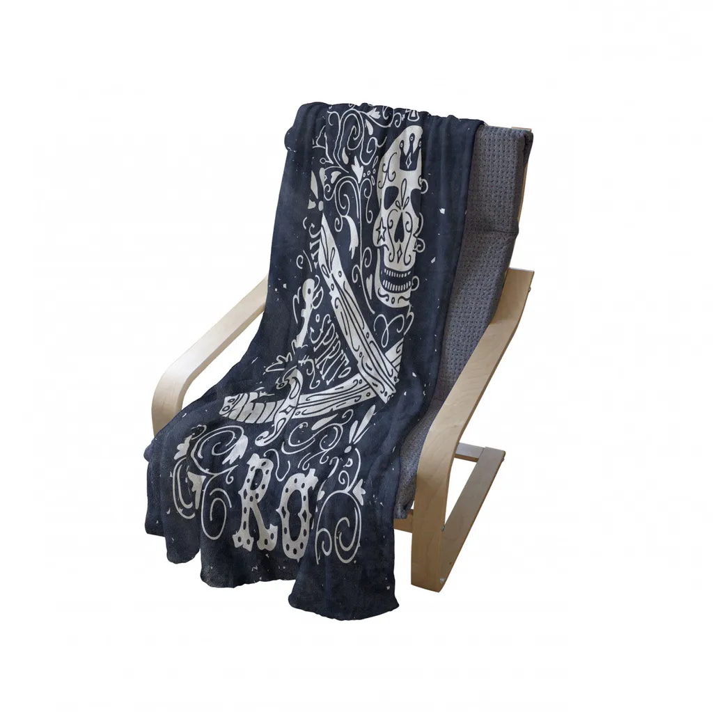 Plaid Teschi Jolly Roger ABAKUHAUS 125x175 - Coperta Design Blu Notte