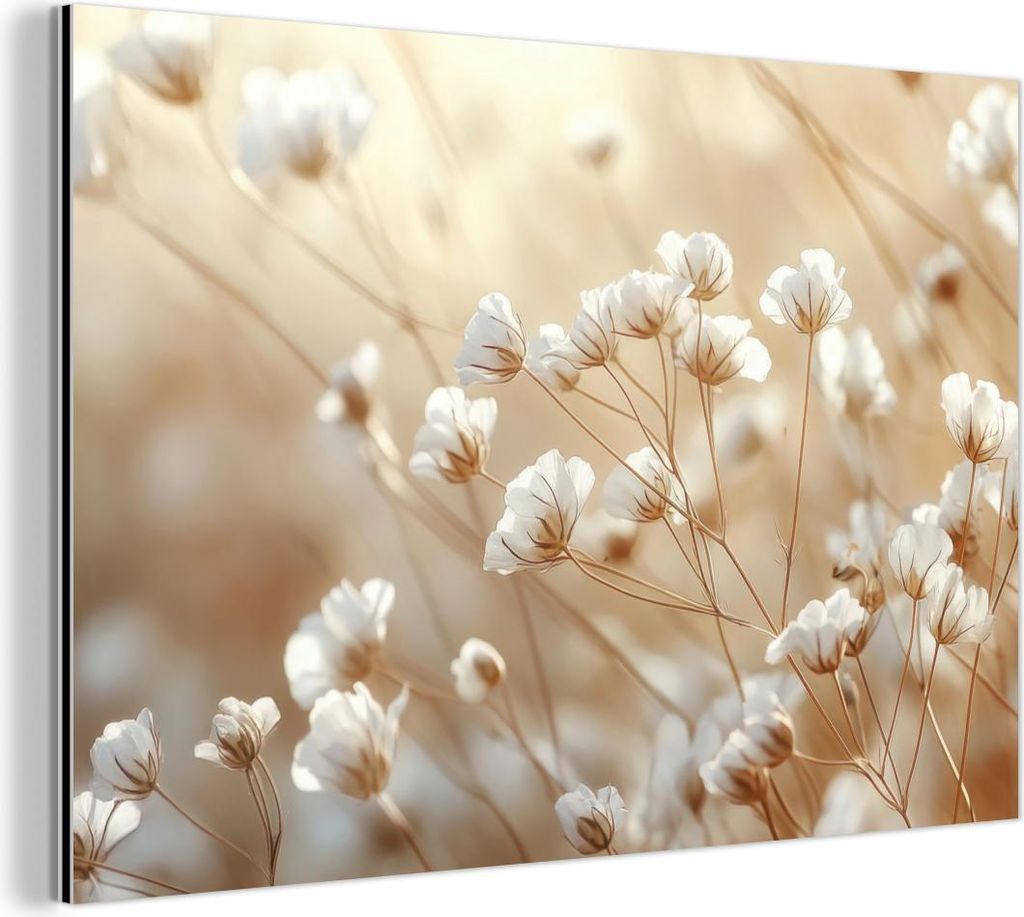 MuchoWow Wanddekoration Metall Metallbild Wandkunst 60x40 cm Wild - Blumen - Weiß MuchoWow Aluminium Gemälde - Gemälder