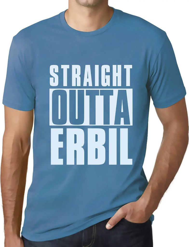 Herren Grafik T-Shirt Straight Outta Erbil Öko-Verantwortlich Vintage Jahrgang Kurzarm Lustige Druck Geburtstag Geschenk Mann