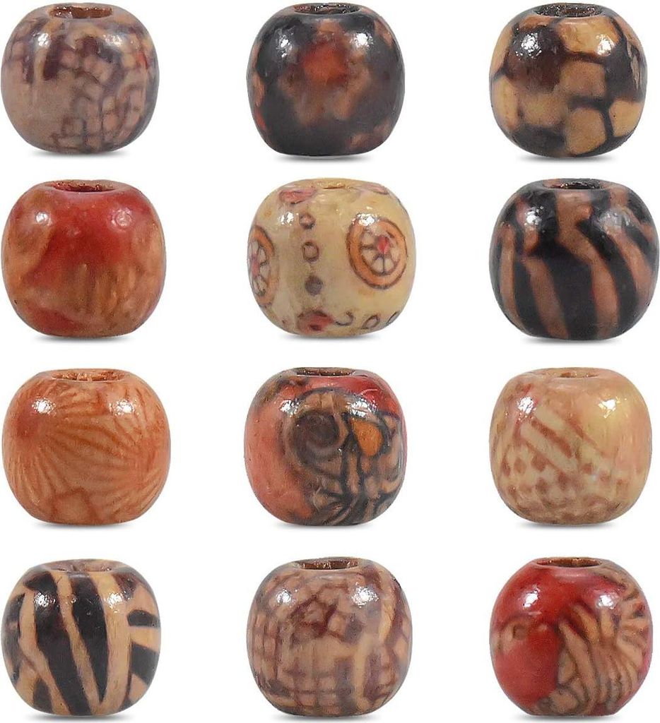 Dokpav 200 Stück Runde Holzperlen Gemischte Farben für Schmuckherstellung DIY Bastelarbeiten Haaraccessoires