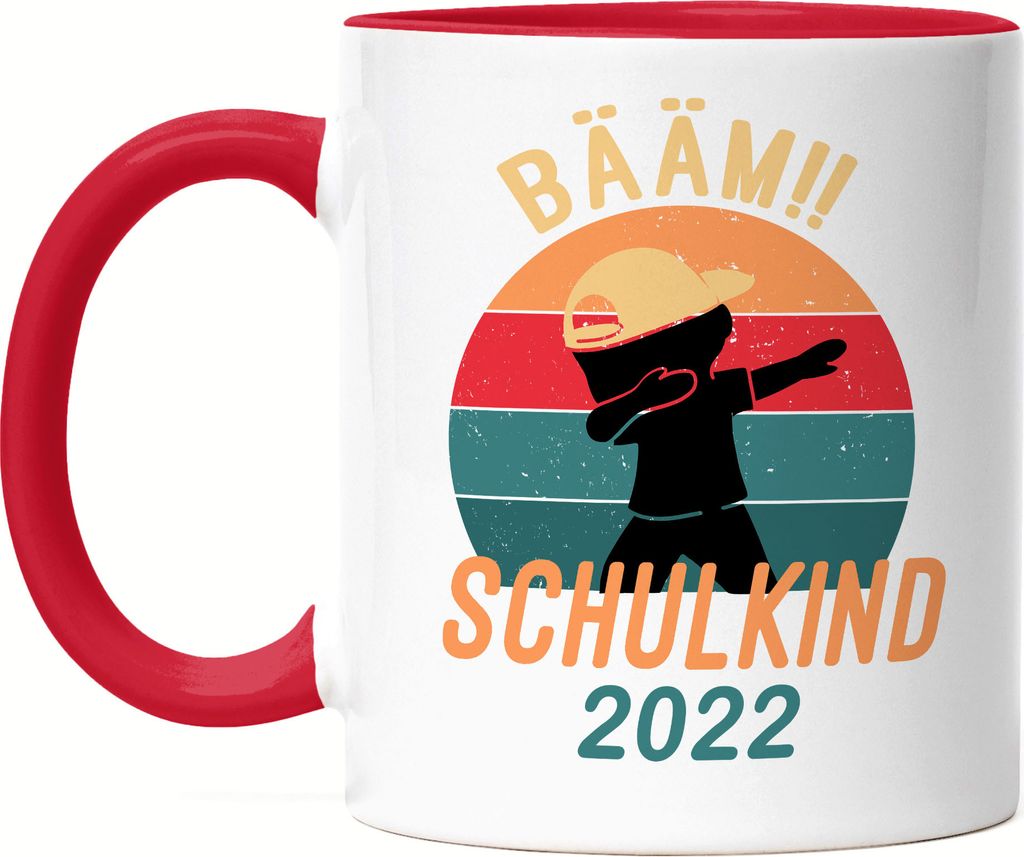 Bääm! Schulkind 2022 Tasse Rot  Einschulung Geschenkidee Produktbild 