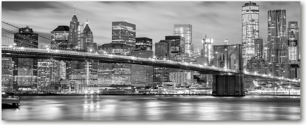 Tulup Leinwandbild - 125x50 cm - Wandkunst - Drucke auf Leinwand - Leinwanddruck - Sehenswürdigkeiten & Architektur - Schwarzweiß - Manhattan N...