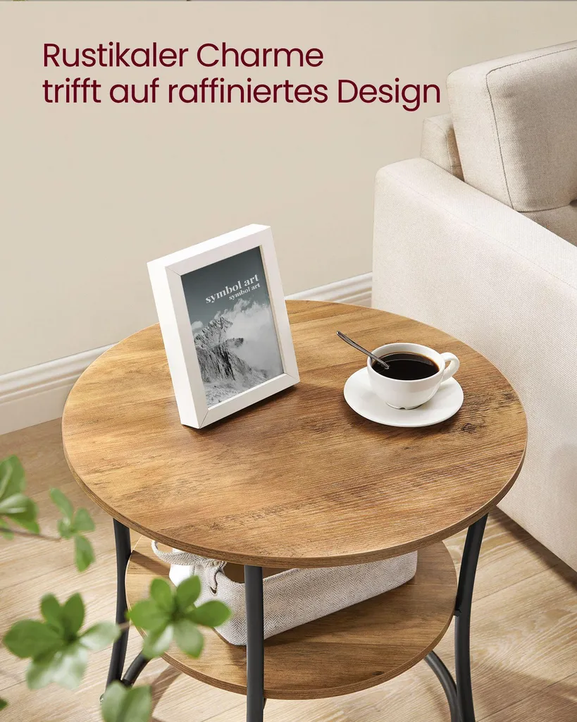 Table d'appoint robuste en acier double niveau étagère en métal