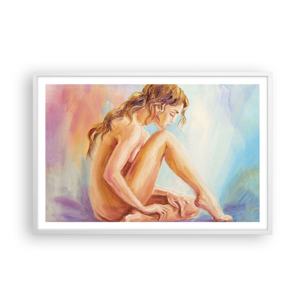 Gerahmtes Poster - Weißer Rahmen - Frau Nacktheit Abgesehen von - 91,5x61 cm - Wand Bild - Wanddeko - Wandbilder - Wandposter - Bilderrahmen - Bil...