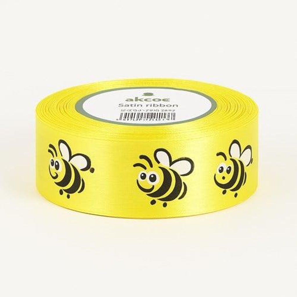 Bedrucktes Geschenkband Dekorative gelbe Biene 25 mm 23 m