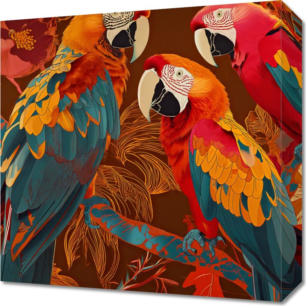 Bild 40x40cm Bunte Aras