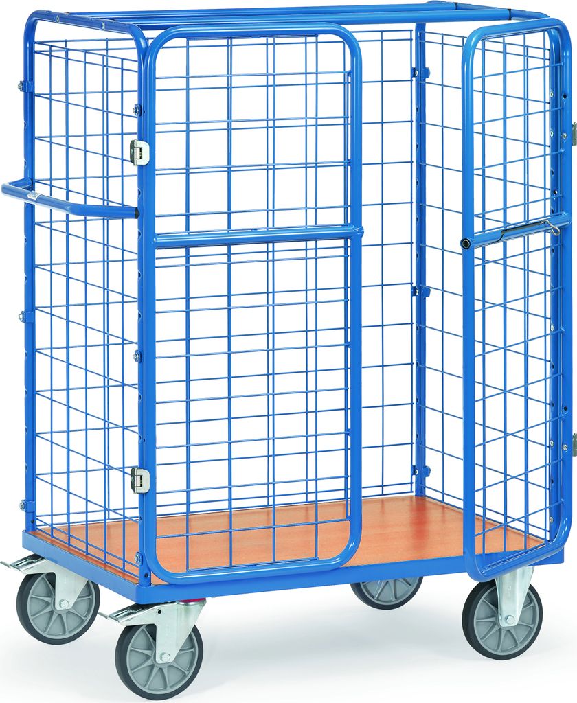 Fetra Paketwagen 600 kg, Drahtgitterwände 1,5 m, Flügeltüren, LxB 1.000 x 700 mm