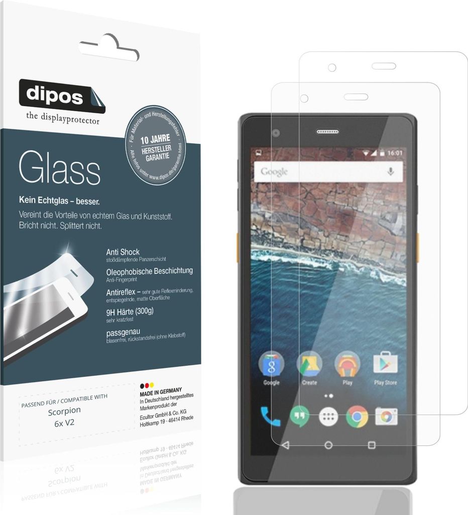 2x Schutzfolie für Scorpion 6x V2 matt - Anti-Shock 9H Folie dipos Glass Kunststoffglas