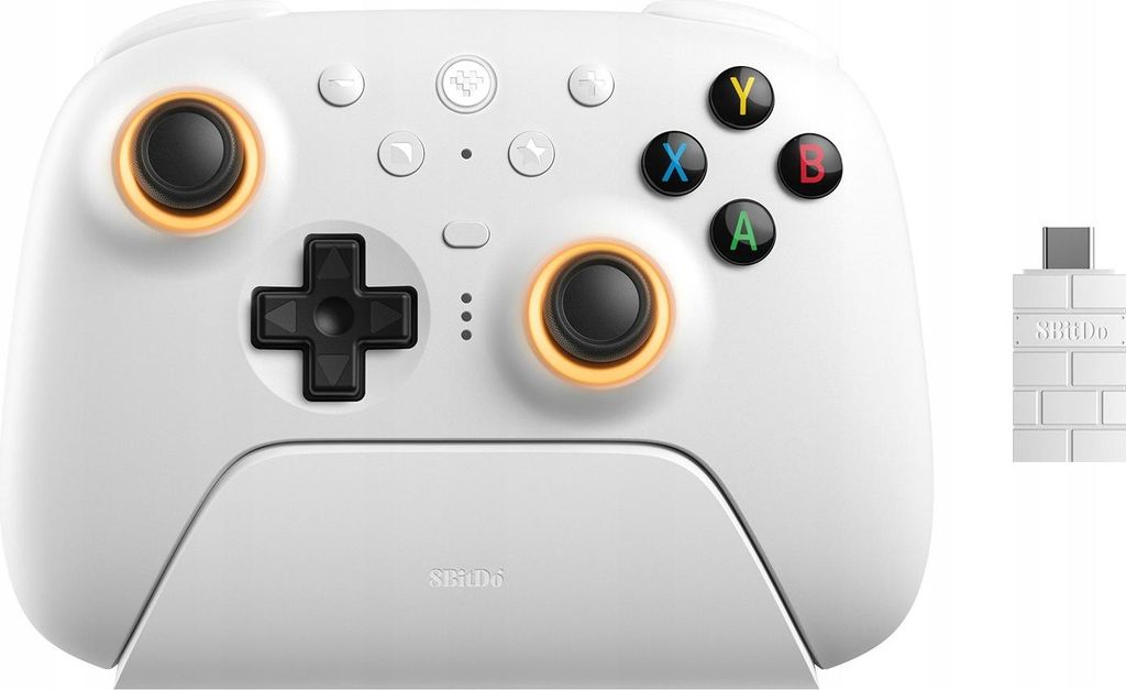 8Bitdo Ultimate 2 Wireless Controller für Windows & Android, Gaming TMR-Joysticks, Hall Effect/Tactile Triggers, Motion Control, RGB Fire Ring, Weiß