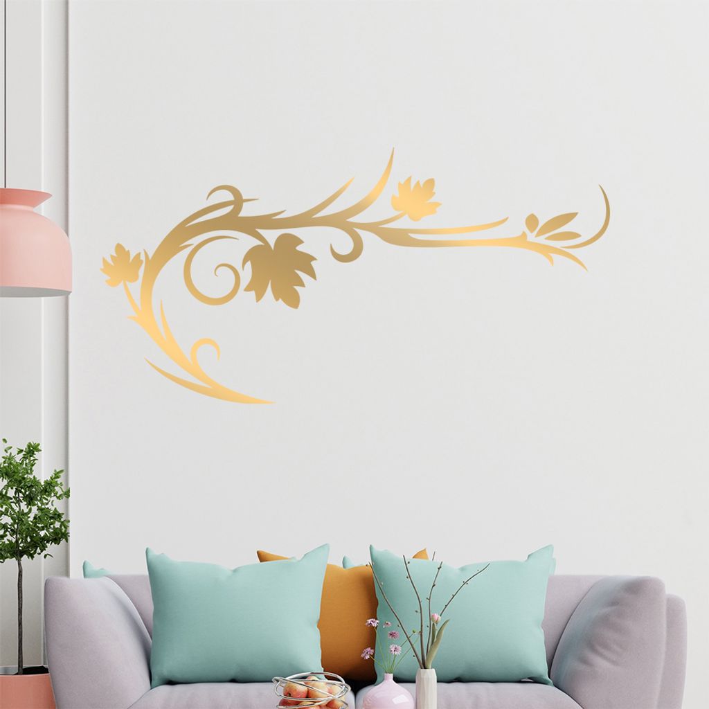 Blätter - Linien Wandtattoo in 6 Größen - Wandaufkleber Wall Sticker - Dekoration, Küche, Wohnzimmer, Schlafzimmer, Badezimmer