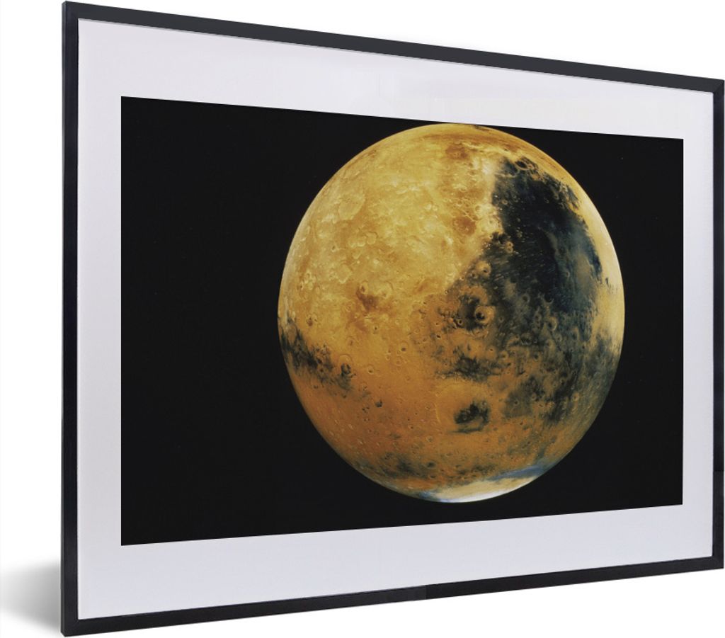 MuchoWow MuchoWow Gerahmtes Poster Beigefarbener Planet Mars 40x30 cm - Poster mit zchwarzem Bilderrahmen - Bilderrahmen - Poster im Rahmen