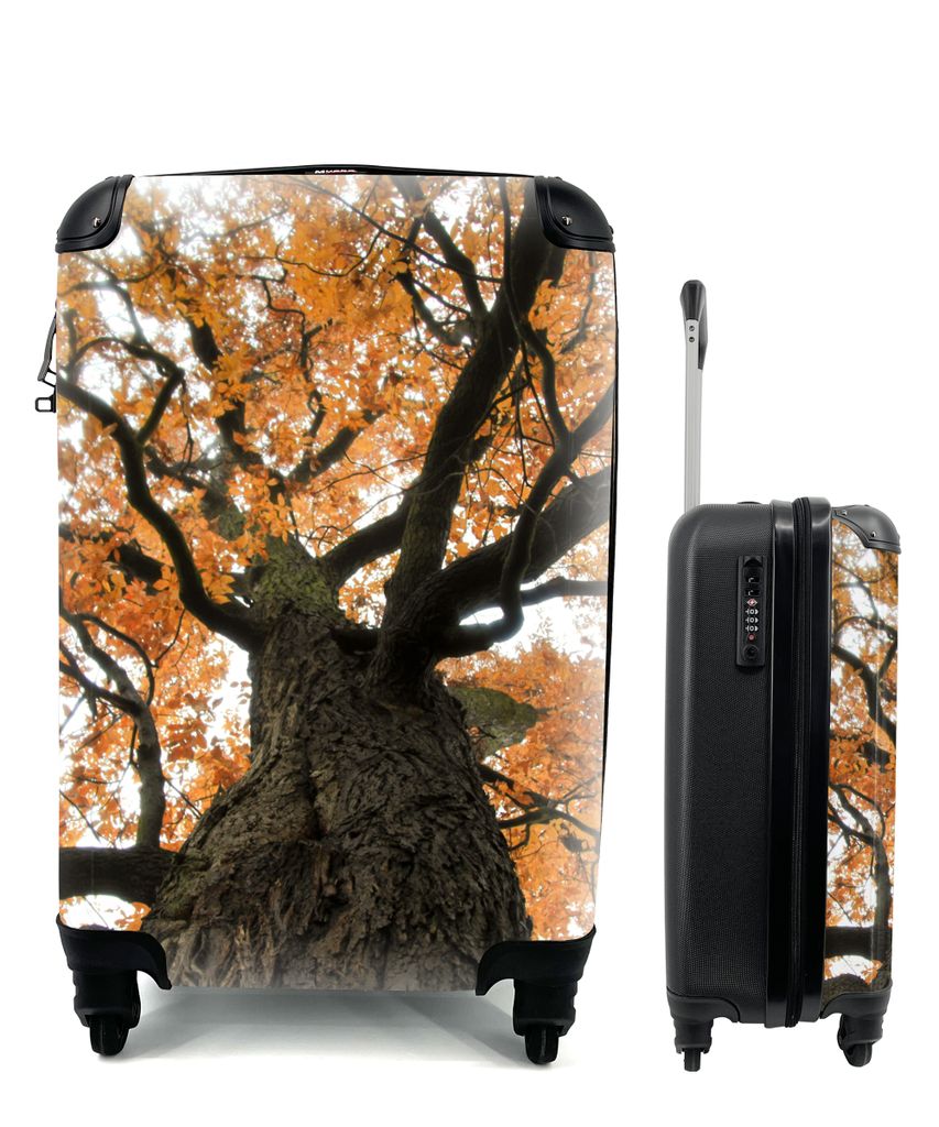 MuchoWow Koffer Handgepäck Trolley Rollkoffer Kleine Reisekoffer mit 4 Rollen - Amerikanische Kastanie im Herbst - Cabin Size < 55x40x23 cm & 55...