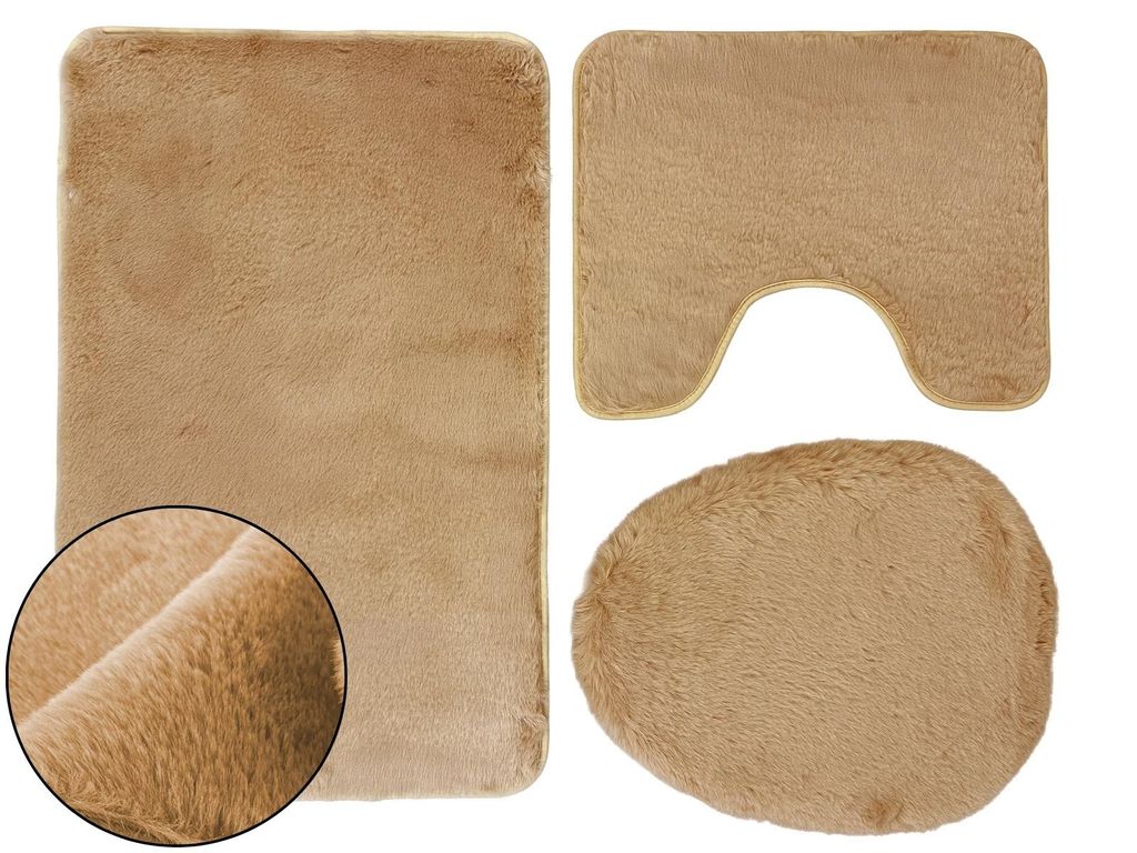 Badematte Badteppich WC-Garnitur Lombok Beige 3 TLG 50x80 Produktbild 