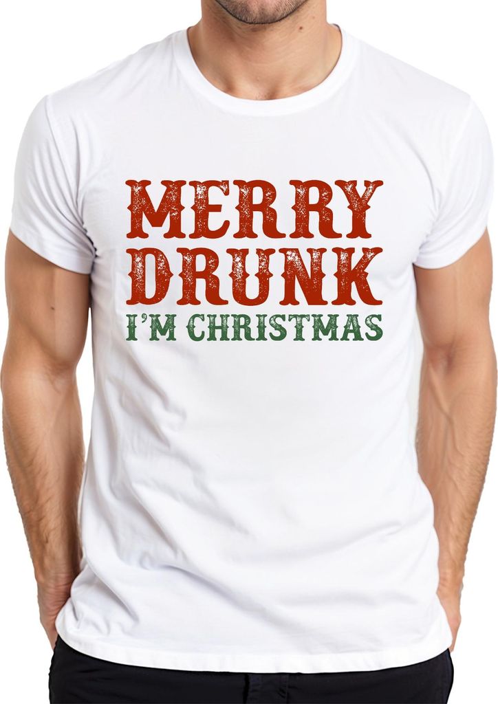 Merry Drunk I'm Christmas - Weihnachten Weihnachtsgeschenk Christmas Herren T-Shirt, Weiß, XL