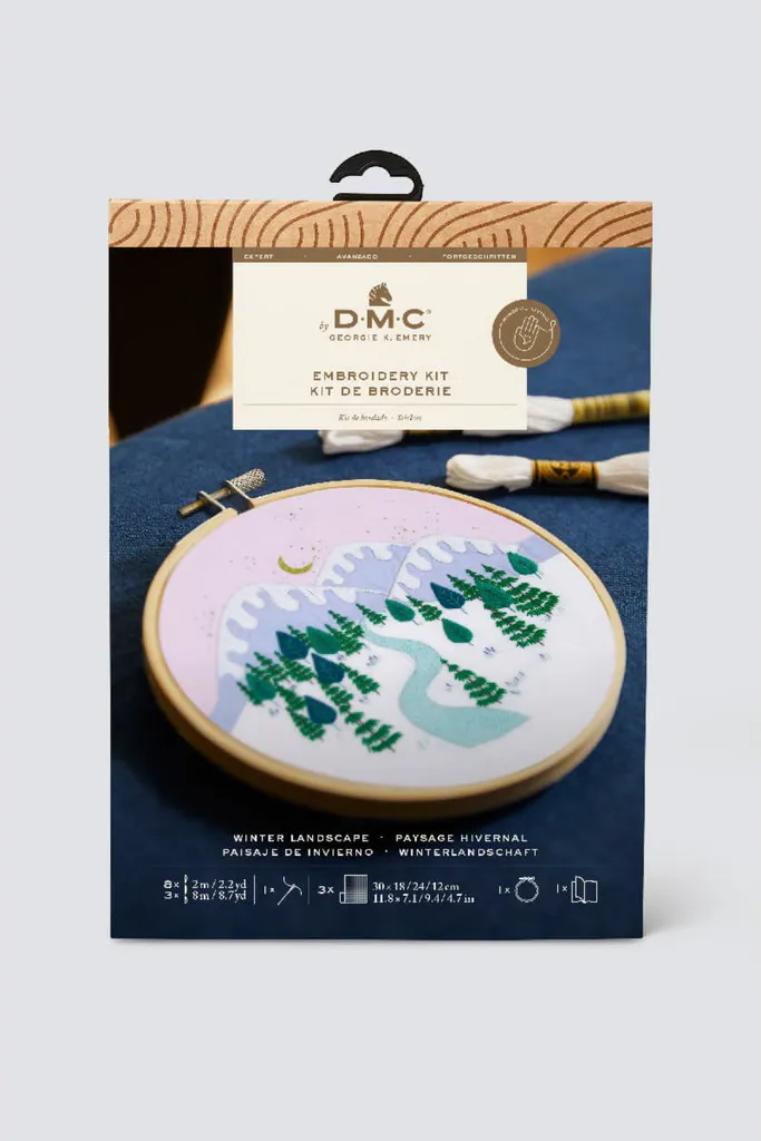Cercle à broder DMC Paysage d'Hiver pré-imprimé pour décoration DIY