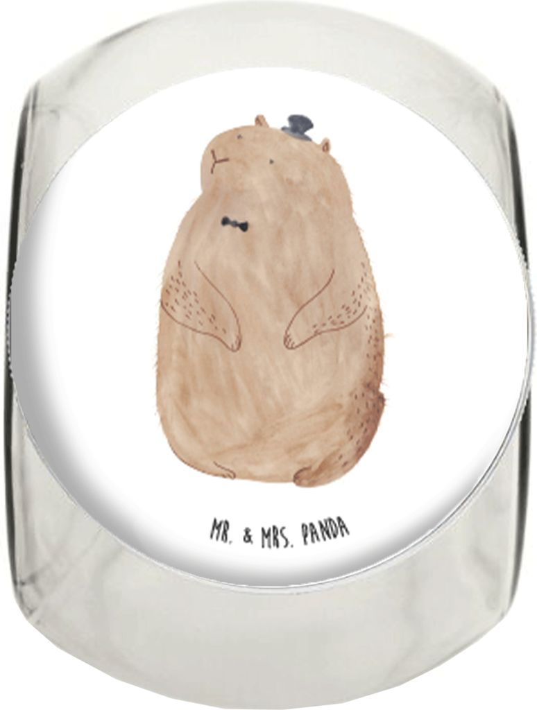 Mr. & Mrs. Panda keksdose glas Murmeltier XL 2000ml - Weiß - Geschenk, Respekt, Knigge, Anstand, Vorratsglas, gewürzglas, Bonboniere, Frischhalte...