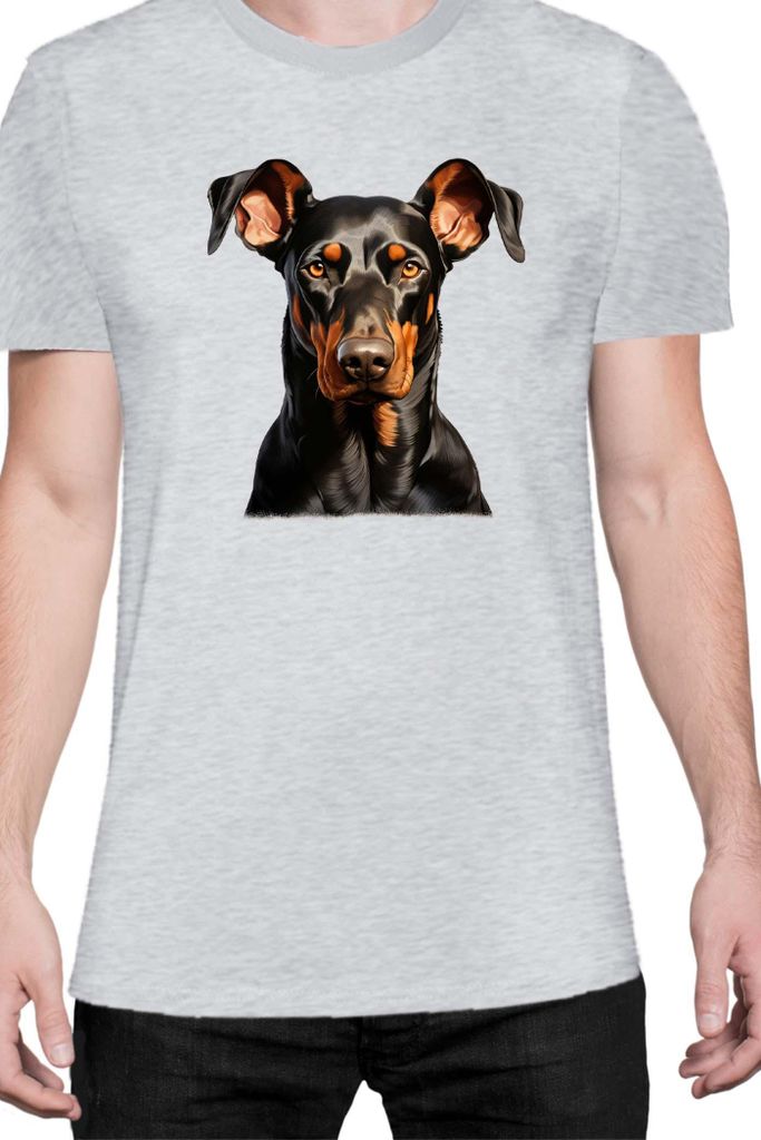 Herren T-Shirt Dogs Breeds Doberman Pinscher Dog Breed 006, Man M / Grau