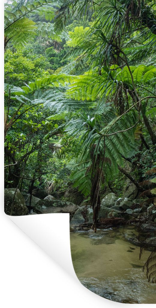 MuchoWow Wandtattoo Wandsticker Wandaufkleber Fluss im tropischen Dschungel 20x40 cm Selbstklebend und Repositionierbar - Selbstklebend - Fototap...