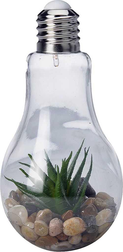 LED Glas Glühbirne zum Hängen mit Kunstpflanze Ø 9 x H 18,5 cm