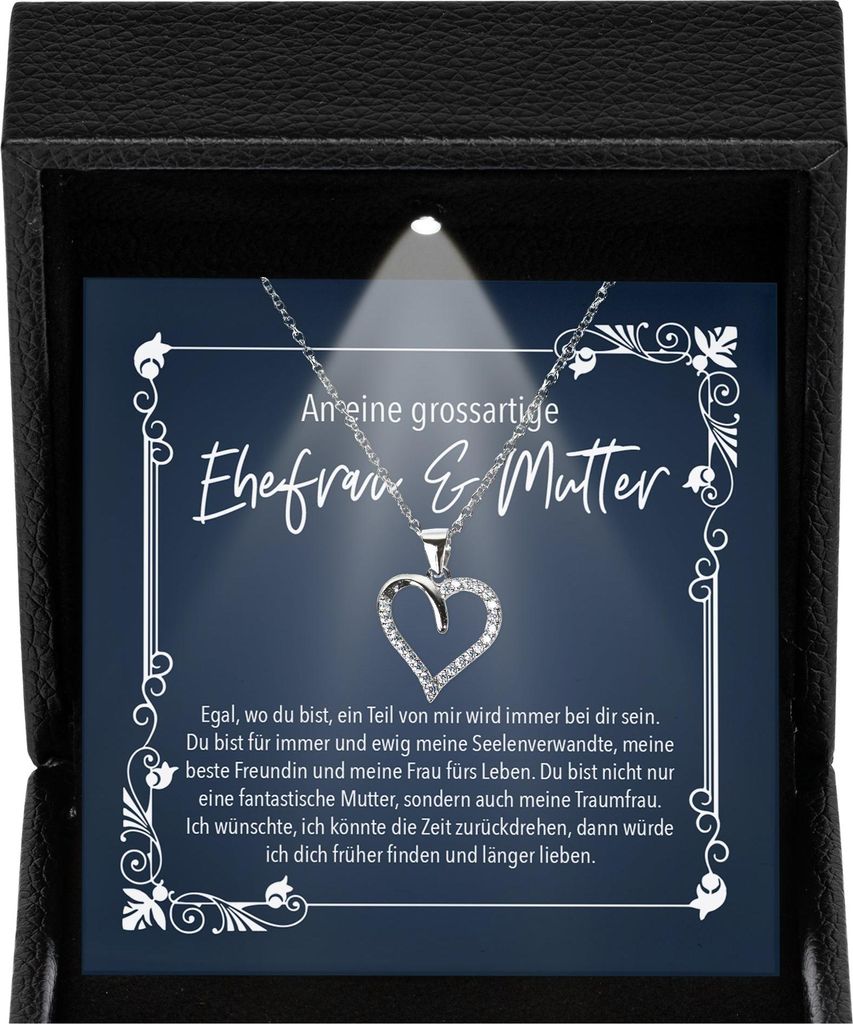 22Feels Ehefrau Geschenk Hochzeitstag Damen Schmuck - Silber 925/000 Herz Halskette - Frauen Schatz Valentinstag Geburtstag Weihnachten - Romantisc...