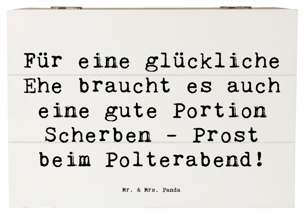 Mr. & Mrs. Panda Box Spruch Scherben Polterabend 22 x 15 cm - Weiß - Geschenk, Humor, Heiraten, Heirat, besondere Geschenke, geschenkkiste, Sprüc...