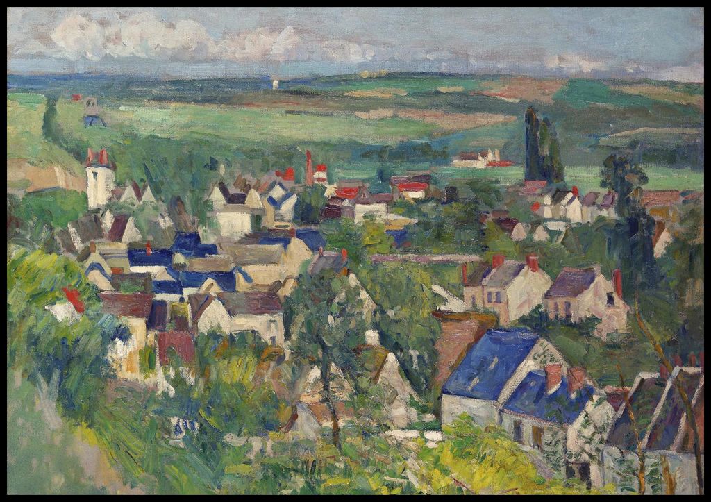Plakat 100x70cm Auvers, Panoramablick, Paul Cezanne Vintage Salon