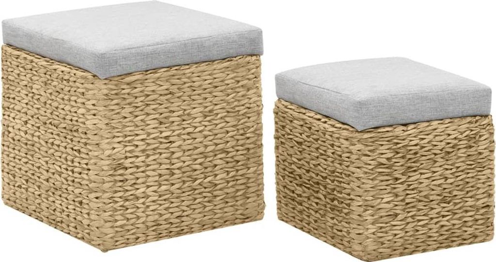 vidaXL Ottoman-Set 2 Stk. Seegras Grau