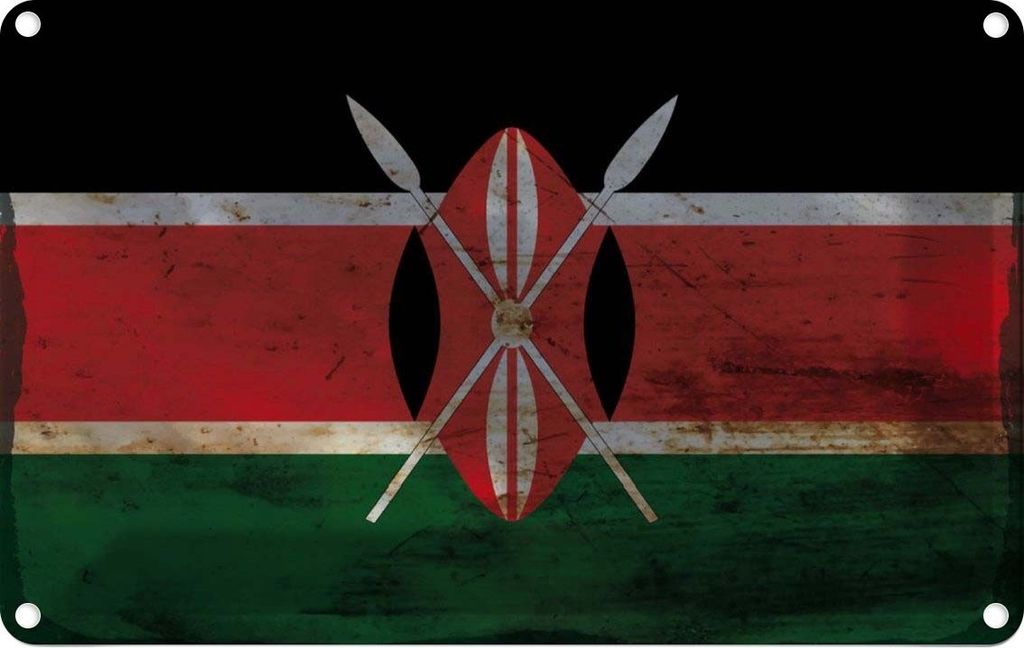 vianmo Blechschild 20x30 cm Kenia Kenya Rost Flagge Geburtstag Feiern Party Fahne Wappen