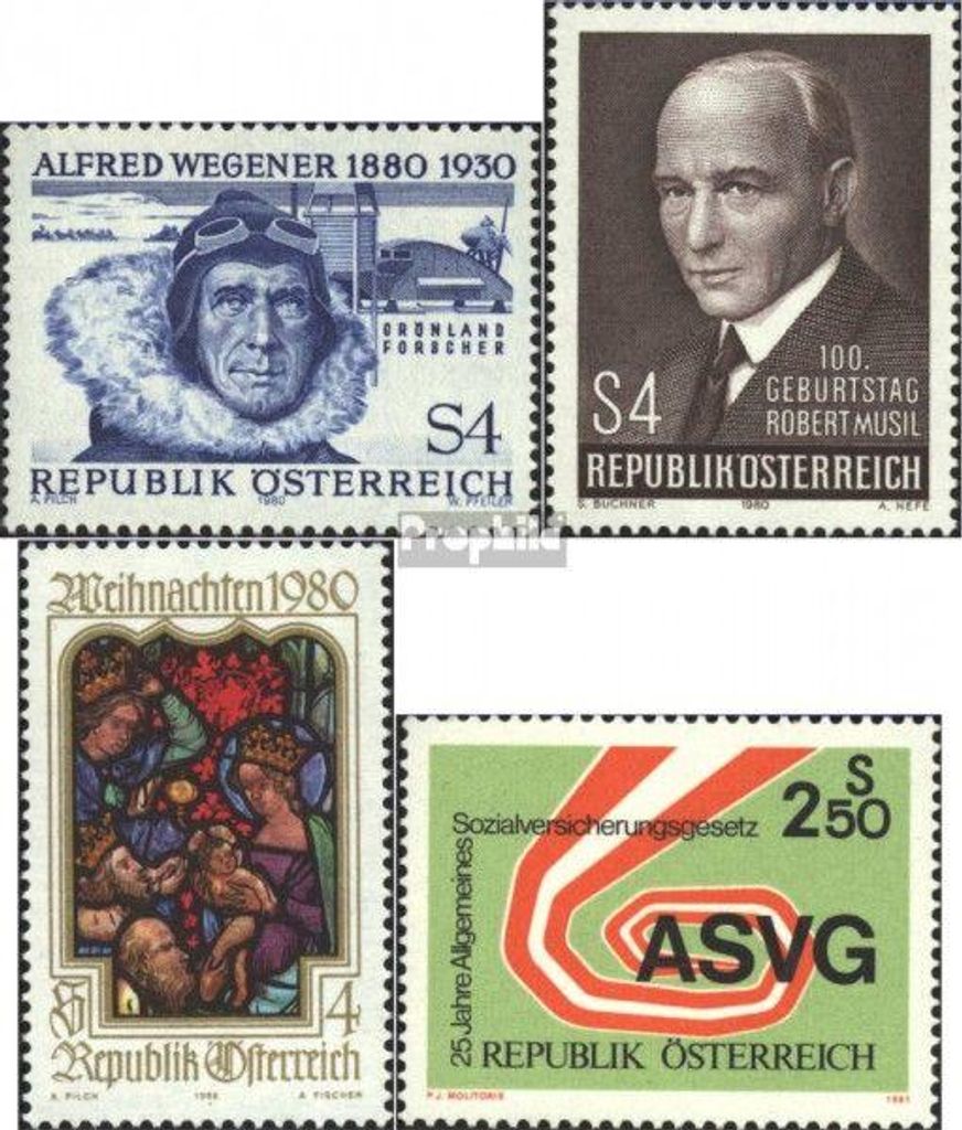 Briefmarken Österreich 1980 Mi 1660,1661,1663,1664 Produktbild 