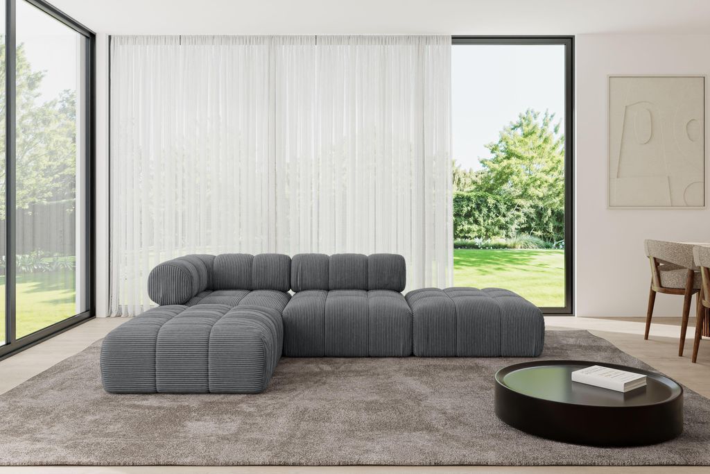 ALTDECOR Modulares Sofa Ecksofa in L-Form - Kerru-L1 - 285x190x70 cm Dunkelgrau universal, links/rechts Corner modular Sofa Eckcouch Couch Wohnland...