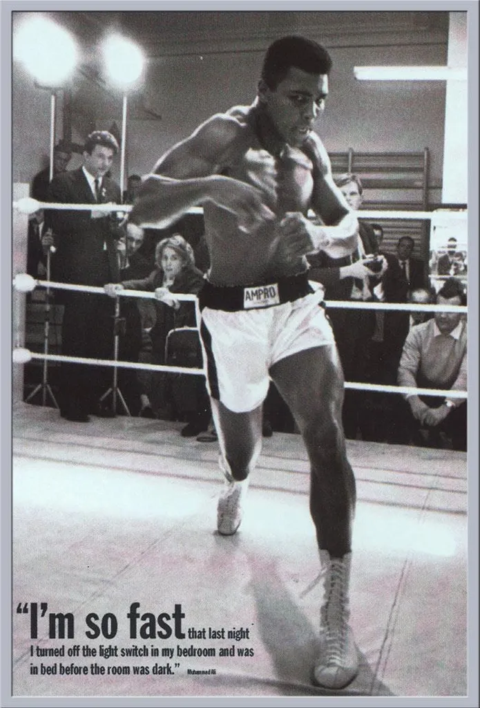 Poster Muhammad Ali Noir et Blanc avec Cadre Argenté Shinsuke Amovible