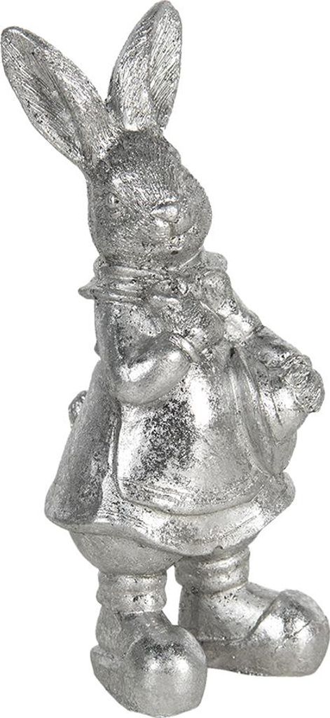 Clayre & Eef Figur Kaninchen 13 cm Silberfarbig Kunststoff