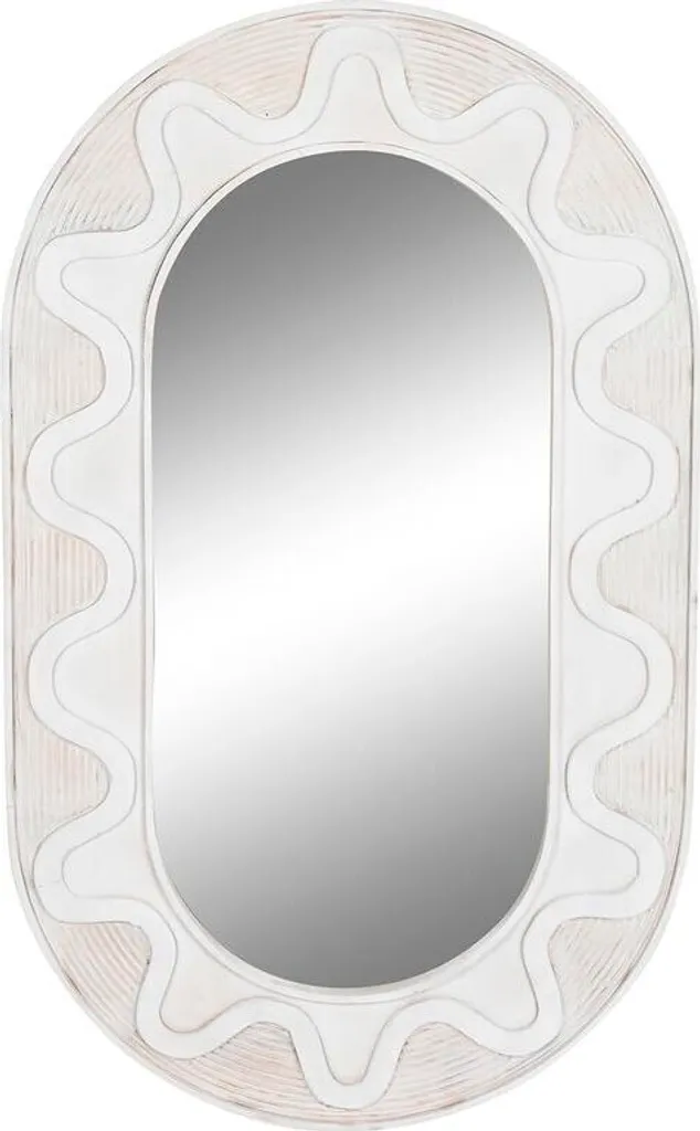 Grand miroir décoratif rectangulaire en bois blanc cristal 154 x 92 cm