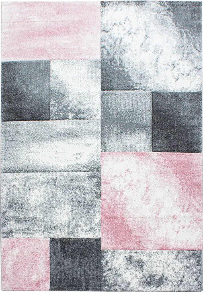 Tapis anti-poussière Hawaii Tétris rose 140x200cm poils ras nettoyage facile
