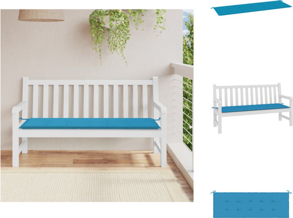 vidaXL Gartenbank-Auflage Blau 150x50x3 cm Oxford-Gewebe - Sitzpolster
