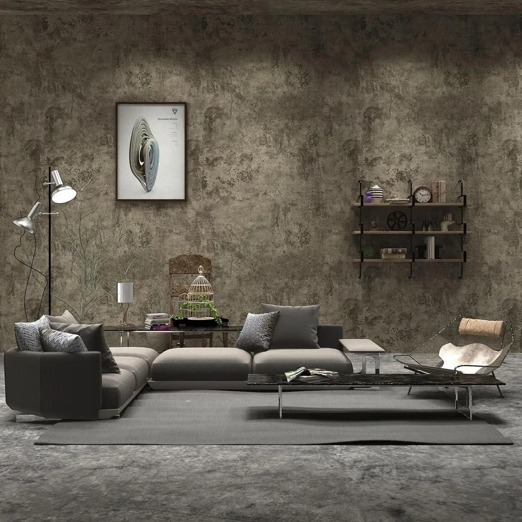 Revêtement mural adhésif gris béton 3D en vinyle 60cmx9m imperméable