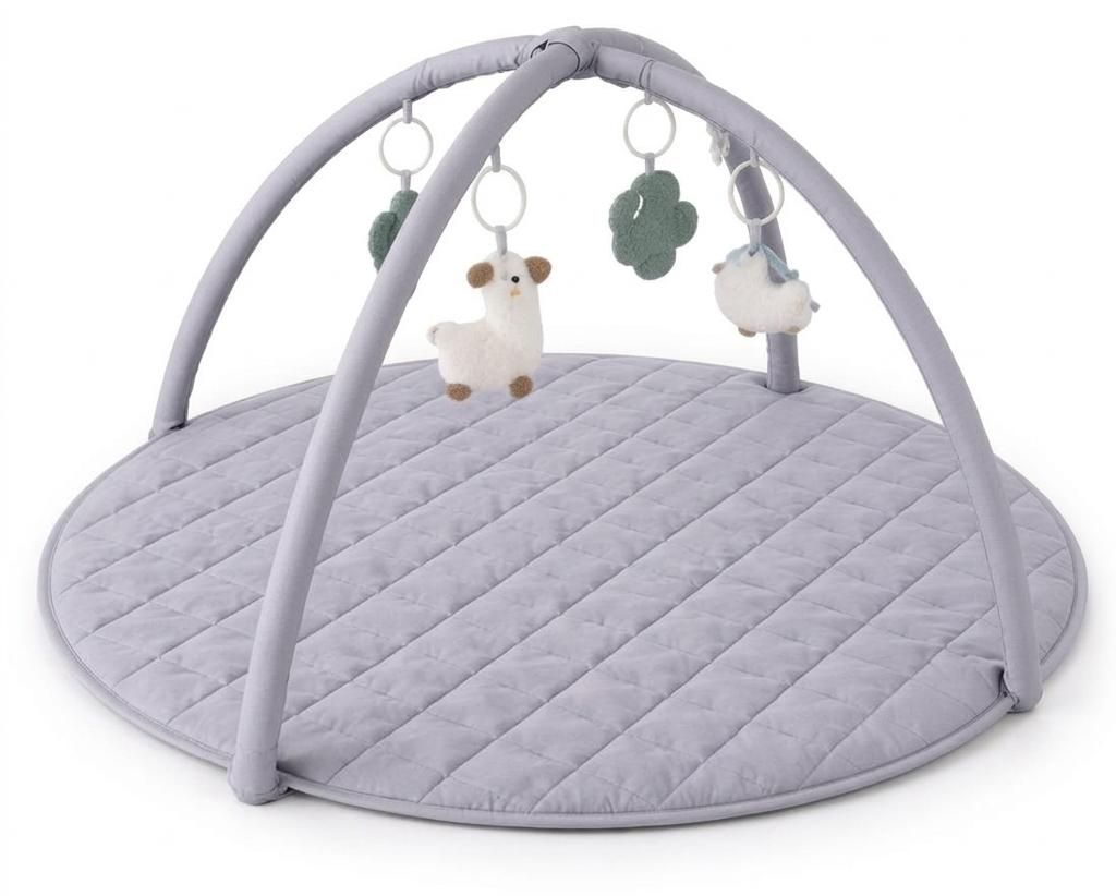 Laavir Baby-Spielmatte mit Spielbogen - Runde Babygym Grau Produktbild 