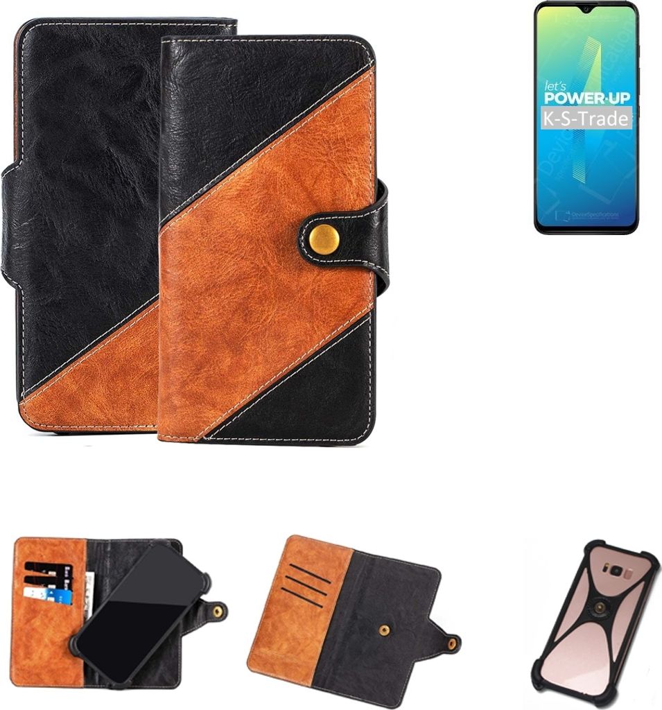 K-S-Trade Handyhülle Schutzhülle Bookstyle Case Wallet-Case kompatibel mit Wiko Power U10 Handy Cover Bumper Klapphülle schwarz hellbraun 1x
