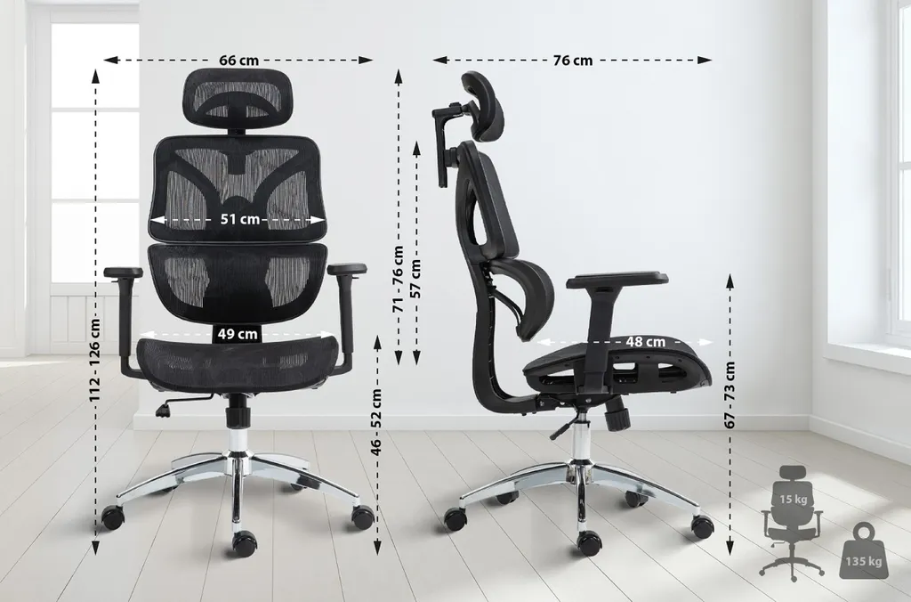 Chaise de bureau Deshler - Fauteuil de travail ergonomique noir pivotant