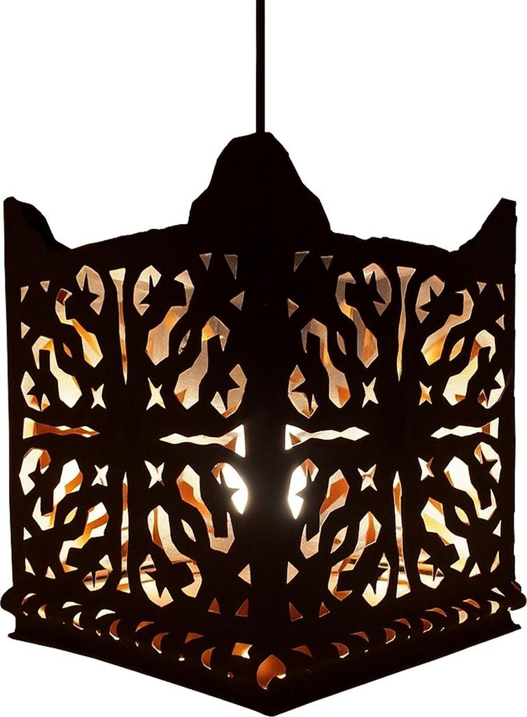 Orientalische Lampe Pendelleuchte Schwarz Randa E27 Lampenfassung | Marokkanische Design Hängeleuchte Leuchte aus Marokko | Orient Lampen für Woh...