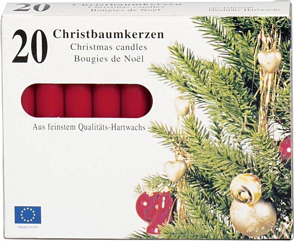 Sviečka na stromček 9,6cm Ø1,2cm červená 20 kusov Obrázok produktu 